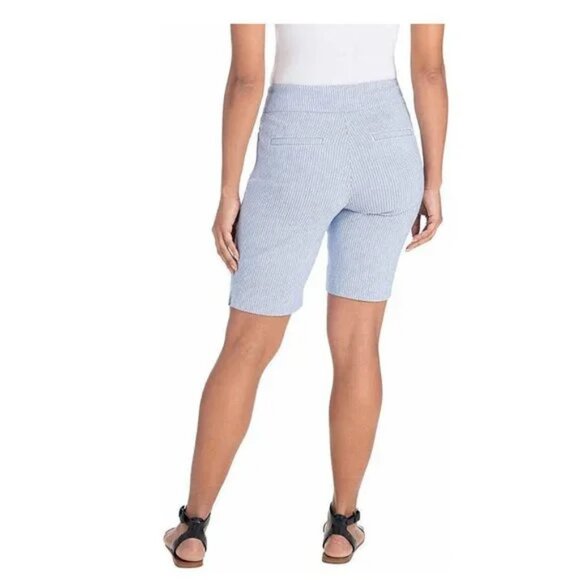 👚3 FOR $20👚 NEW Hilary Radley Pin Striped Long Bermuda Pull On Elastic Shorts - Picture 2 of 5